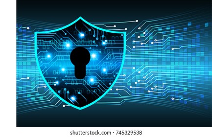 Safety concept, Closed Padlock on digital, cyber security, blue abstract hi speed internet technology background illustration. key, secure sci fi vector
