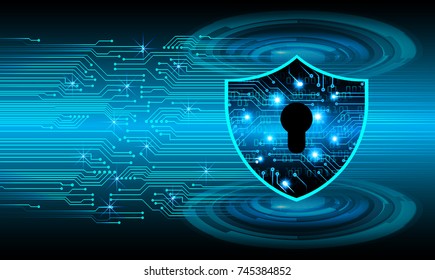 Safety concept, Closed Padlock on digital, cyber security, blue abstract hi speed internet technology background illustration. key, secure sci fi vector