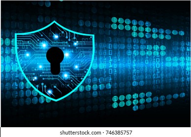 Safety concept, Closed Padlock on digital, cyber security, blue abstract hi speed internet technology background illustration. key, secure sci fi vector