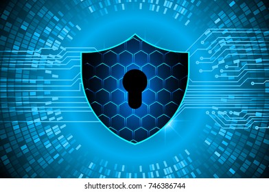 Safety concept, Closed Padlock on digital, cyber security, blue abstract hi speed internet technology background illustration. key, secure sci fi vector