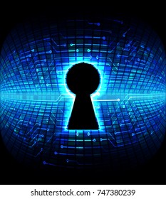 Safety concept, Closed Padlock on digital, cyber security, blue abstract hi speed internet technology background illustration. key, secure sci fi vector