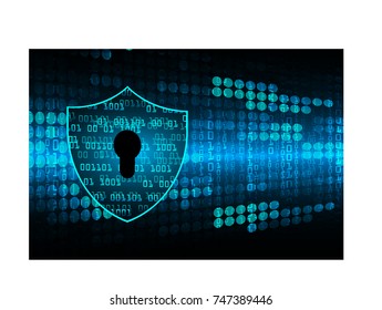 Safety concept, Closed Padlock on digital, cyber security, blue abstract hi speed internet technology background illustration. key, secure sci fi vector