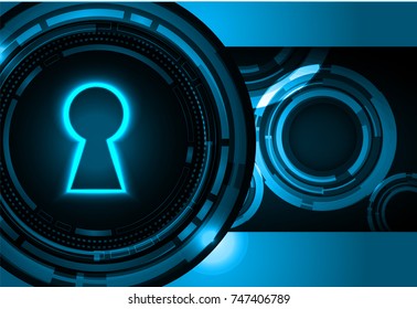Safety concept, Closed Padlock on digital, cyber security, blue abstract hi speed internet technology background illustration. key, secure sci fi vector