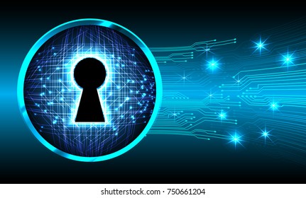 Safety concept, Closed Padlock on digital, cyber security, blue abstract hi speed internet technology background illustration. key, secure sci fi vector