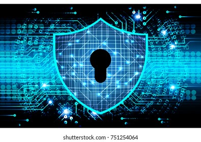 Safety concept, Closed Padlock on digital, cyber security, blue abstract hi speed internet technology background illustration. key, secure sci fi vector
