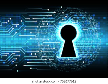 Safety concept, Closed Padlock on digital, cyber security, blue abstract hi speed internet technology background illustration. key, secure sci fi vector