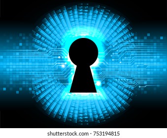 Safety concept, Closed Padlock on digital, cyber security, blue abstract hi speed internet technology background illustration. key, secure sci fi vector