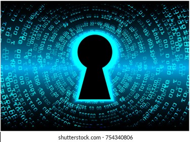 Safety concept, Closed Padlock on digital, cyber security, blue abstract hi speed internet technology background illustration. key, secure sci fi vector