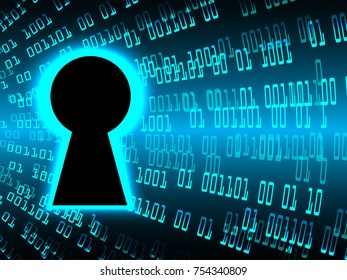 Safety concept, Closed Padlock on digital, cyber security, blue abstract hi speed internet technology background illustration. key, secure sci fi vector