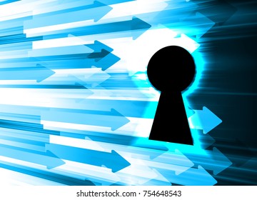 Safety concept, Closed Padlock on digital, cyber security, blue abstract hi speed internet technology background illustration. key, secure sci fi vector