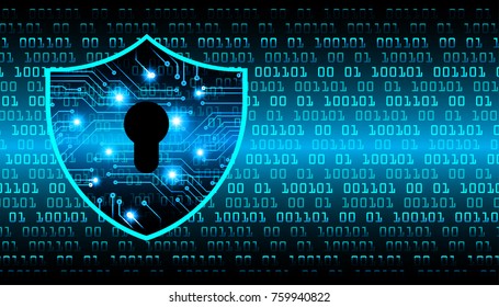 Safety concept, Closed Padlock on digital background, cyber security, Blue abstract hi speed internet technology background illustration. key vector