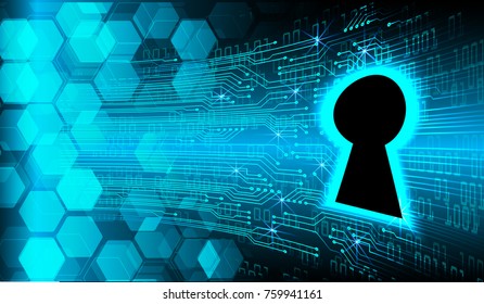 Safety concept, Closed Padlock on digital background, cyber security, Blue abstract hi speed internet technology background illustration. key vector