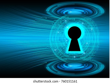 Safety concept, Closed Padlock on digital background, cyber security, Blue abstract hi speed internet technology background illustration. key vector