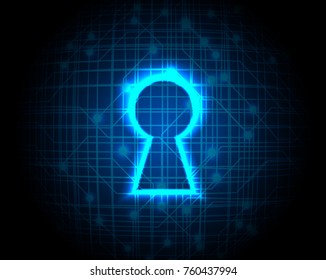 Safety concept, Closed Padlock on digital background, cyber security, Blue abstract hi speed internet technology background illustration. key vector