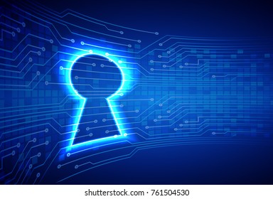 Safety concept, Closed Padlock on digital background, cyber security, Blue abstract hi speed internet technology background illustration. key vector