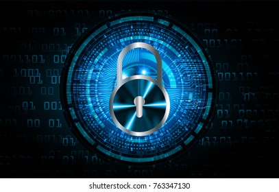 Safety concept, Closed Padlock on digital background, cyber security, Blue abstract hi speed internet technology background illustration. key vector