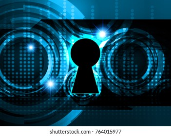 Safety concept, Closed Padlock on digital background, cyber security, Blue abstract hi speed internet technology background illustration. key vector
