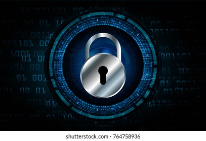 Safety concept, Closed Padlock on digital background, cyber security, Blue abstract hi speed internet technology background illustration. key vector