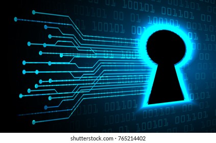 Safety concept, Closed Padlock on digital background, cyber security, Blue abstract hi speed internet technology background illustration. key vector