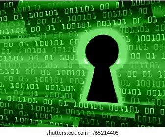 Safety concept, Closed Padlock on digital background, cyber security, green abstract hi speed internet technology background illustration. key vector