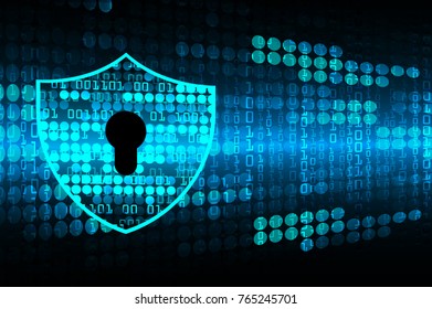Safety concept, Closed Padlock on digital background, cyber security, Blue abstract hi speed internet technology background illustration. key vector