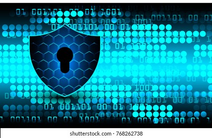 Safety concept, Closed Padlock on digital background, cyber security, Blue abstract hi speed internet technology background illustration. key vector