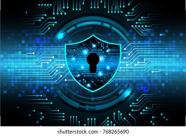 Safety concept, Closed Padlock on digital background, cyber security, Blue abstract hi speed internet technology background illustration. key vector