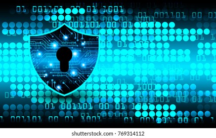 Safety concept, Closed Padlock on digital background, cyber security, Blue abstract hi speed internet technology background illustration. key vector