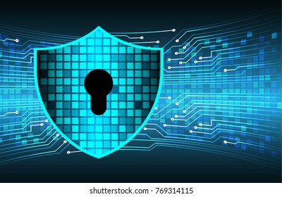 Safety concept, Closed Padlock on digital background, cyber security, Blue abstract hi speed internet technology background illustration. key vector