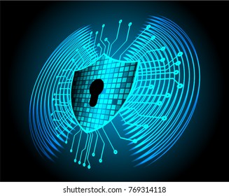 Safety concept, Closed Padlock on digital background, cyber security, Blue abstract hi speed internet technology background illustration. key vector