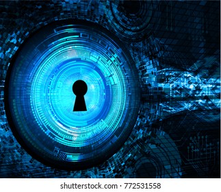 Safety concept, Closed Padlock on digital background, cyber security, Blue abstract hi speed internet technology background illustration. key vector