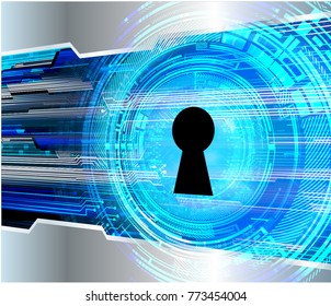 Safety concept, Closed Padlock on digital background, cyber security, Blue abstract hi speed internet technology background illustration. key vector