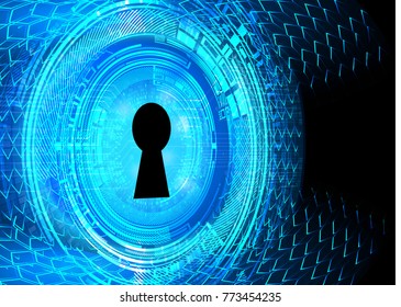 Safety concept, Closed Padlock on digital background, cyber security, Blue abstract hi speed internet technology background illustration. key vector