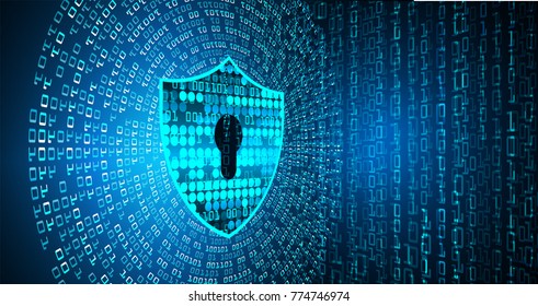 Safety concept, Closed Padlock on digital background, cyber security, Blue abstract hi speed internet technology background illustration. key vector