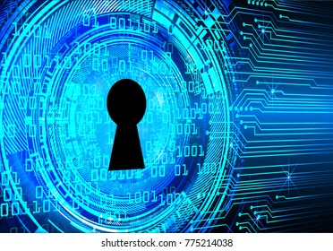 Safety concept, Closed Padlock on digital background, cyber security, Blue abstract hi speed internet technology background illustration. key vector
