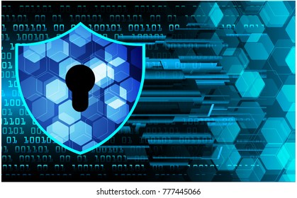 Safety concept, Closed Padlock on digital background, cyber security, Blue abstract hi speed internet technology background illustration. key vector