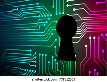 Safety concept, Closed Padlock on digital background, cyber security, Blue green pink abstract hi speed internet technology background illustration. key vector