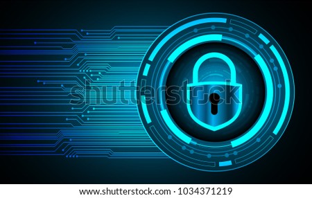 Safety concept, Closed Padlock on digital background, cyber security, Blue abstract hi speed internet technology background illustration. key vector