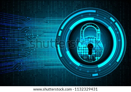 Safety concept, Closed Padlock on digital background, cyber security, Blue abstract hi speed internet technology background illustration. key vector
