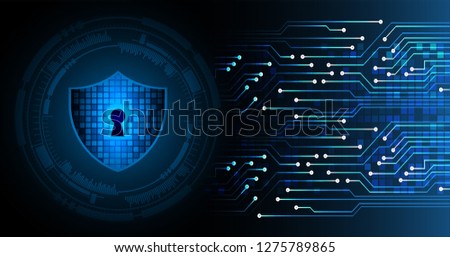 Safety concept, Closed Padlock on digital background, cyber security, Blue abstract hi speed internet technology background illustration. key vector