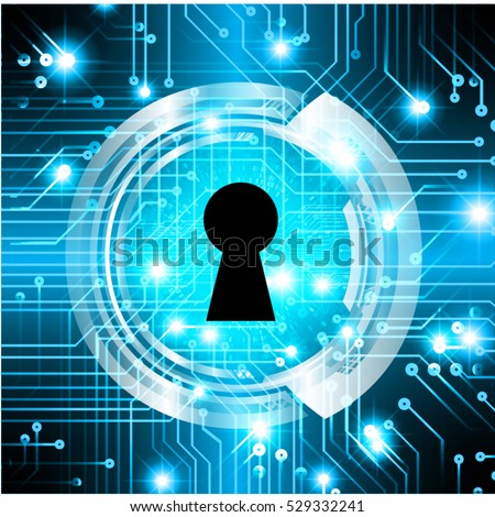 Safety concept, Closed Padlock on digital background, cyber security, Blue abstract hi speed internet technology background illustration. key. vector