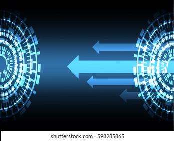 Safety concept, cyber security, Arrow to circle digital, Blue circle abstract internet technology background ,vector illustration 