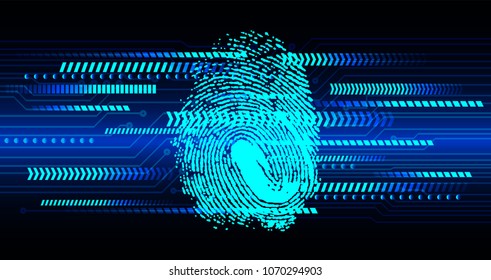 Safety concept,  cyber security, blue abstract hi speed internet technology background illustration. key, sci fi, fingerprint. scanning. Hand print.