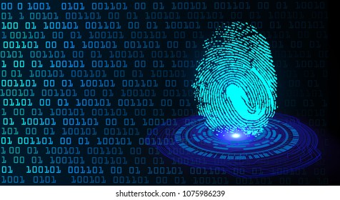 Safety concept,  cyber security, blue abstract hi speed internet technology background illustration. key, sci fi, fingerprint. scanning. Hand print.