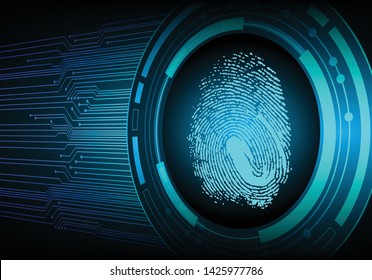 Safety concept,  cyber security, blue abstract hi speed internet technology background illustration. key, sci fi, fingerprint. scanning. Hand print.