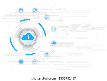 Safety concept, digital cloud computing, cyber security, abstract hi speed internet technology vector background illustration.