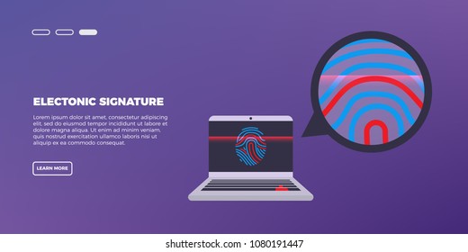 Safety Concept digital cyber security, Protect laptop with fingerprint.
