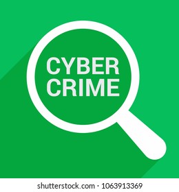Safety Concept: Magnifying Optical Glass With Words Cyber Crime. Vector illustration