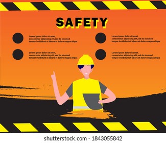 Safety concept poster template design. vector