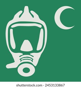 SAFETY CONDITION SIGN PICTOGRAM, EMERGENCY ESCAPE BREATHING DEVICE WITH CRESCENT MOON 